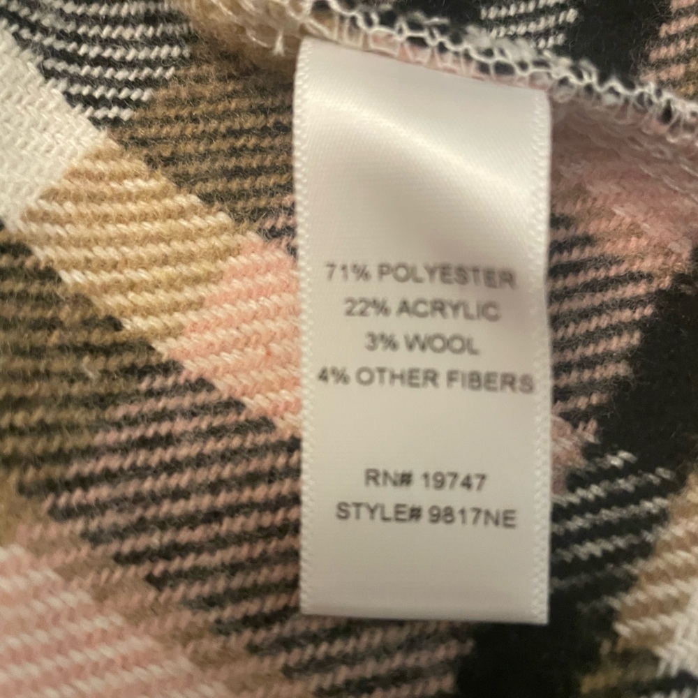 Plaid Shacket jacket shirt Wool blend Size Pink, gray M outdoors, coat, pockets - Picture 9 of 9